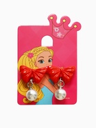 Серьги-клипсы детские «Выбражулька» бант с жемчужиной, красно-белые (комплект 2 шт) - фото 38342233