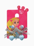 Серьги-клипсы детские «Выбражулька» сердце с бантом и кругом кристалл, голубо-серебристые - Фото 6