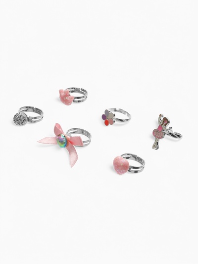 Кольца детские Выбражулька «Зимняя принцесса», набор 6 шт. форма МИКС, розовый