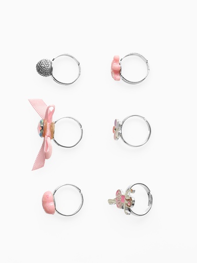 Кольца детские Выбражулька «Зимняя принцесса», набор 6 шт. форма МИКС, розовый