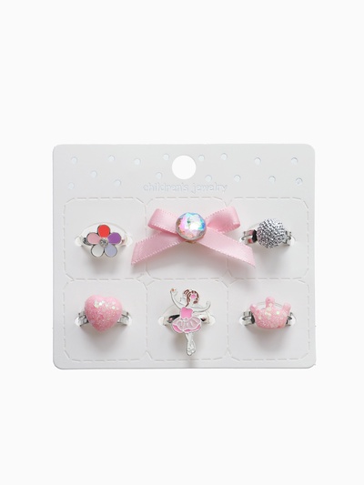 Кольца детские Выбражулька «Зимняя принцесса», набор 6 шт. форма МИКС, розовый