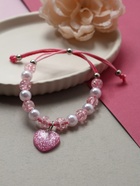 Браслет детский «Выбражулька» на затяжке, сердце с бусинами, розовый - Фото 2