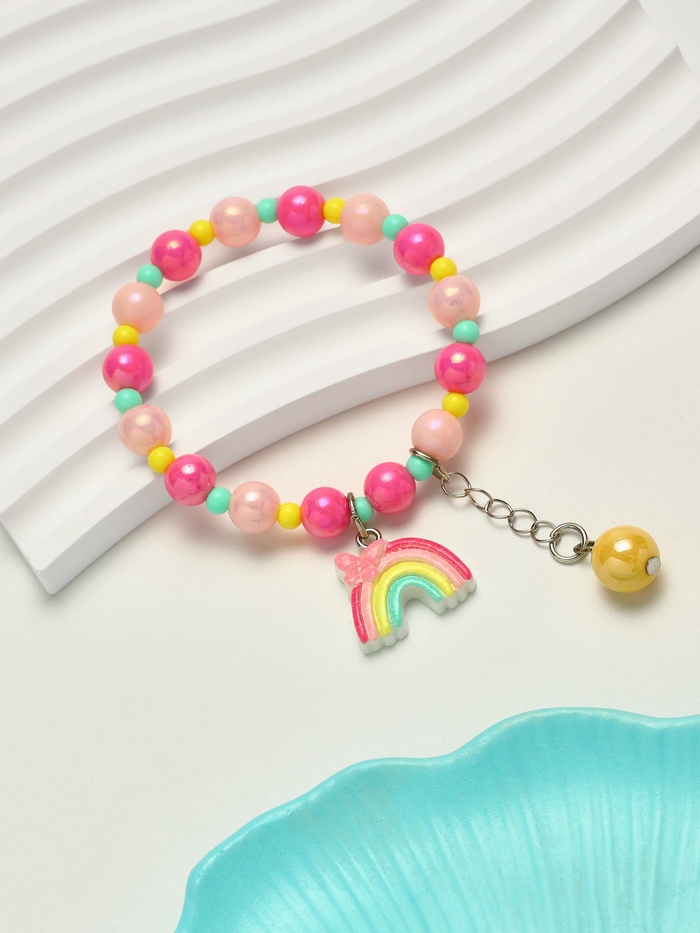 Браслет детский «Выбражулька» бусина на цепочке и радуга, цветной - Фото 1