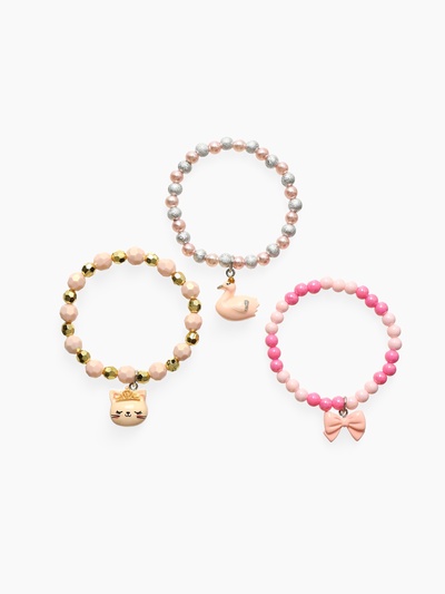 Браслет детский «Выбражулька. Лебедь, бант и Кот», набор 3 шт. d=6 см, цветной