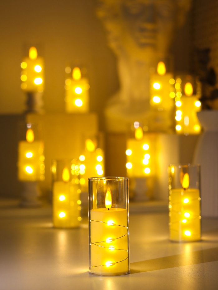 Светодиодная свеча, ночник LED RISALUX «Романтик», 3×LR44 5.5×5.5×12.5 см