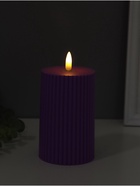 Светодиодная свеча, ночник LED RISALUX «Уют», 3×ААА, сиреневый, 7.5×7.5×12.5 см - Фото 3