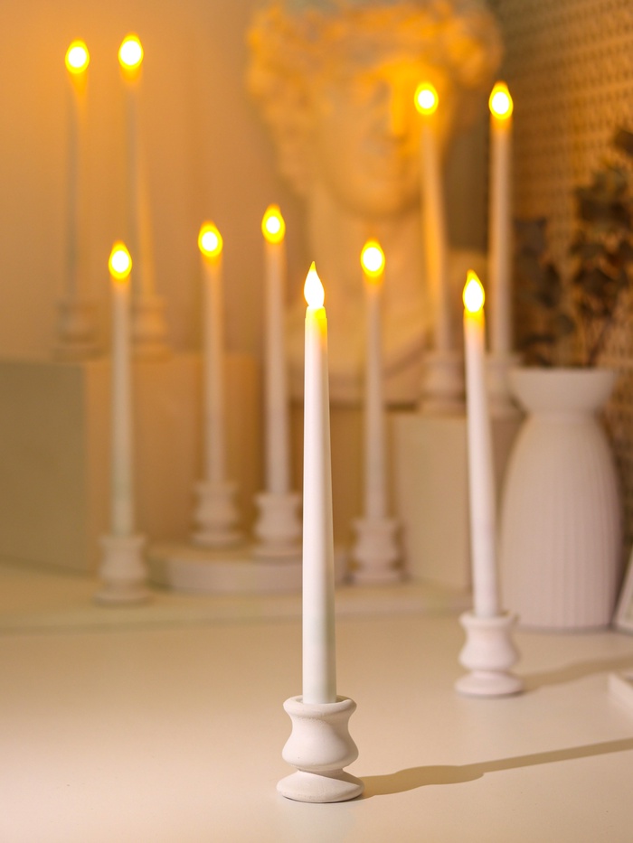 Набор светодиодных свечей, ночники LED RISALUX «Нежность», 2 шт., 2×ААА, белый, 2×2×27.5 см