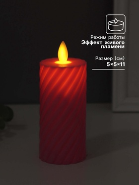 Светодиодная свеча, ночник LED RISALUX «Свидание», 3×AG13, розовый, 5×5×11 см