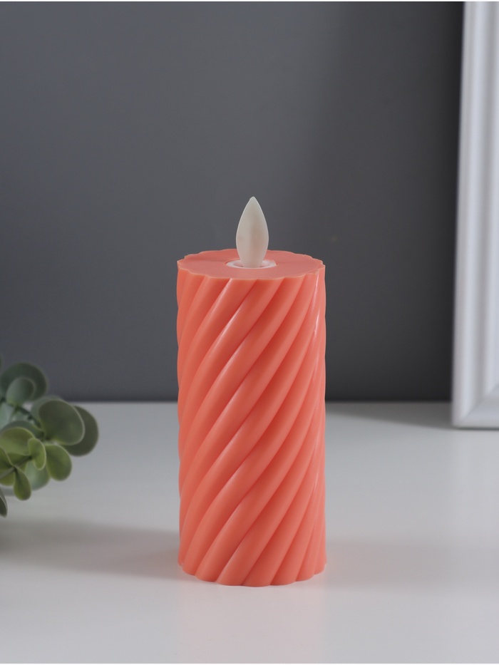 Светодиодная свеча, ночник LED RISALUX «Свидание», 3×AG13, оранжевый, 5×5×11 см