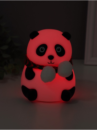 Фигурка светящаяся RISALUX «Панда в шарфе», 2 Вт, LED-ночник антистресс, RGB, USB, 10.5×10×13.5 см