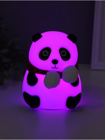 Фигурка светящаяся RISALUX «Панда в шарфе», 2 Вт, LED-ночник антистресс, RGB, USB, 10.5×10×13.5 см