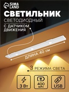 Светильник светодиодный с датчиком движения, 3 Вт, от аккумулятора, 40 см, 3000К-6500К, 3 режима свечения - Фото 1