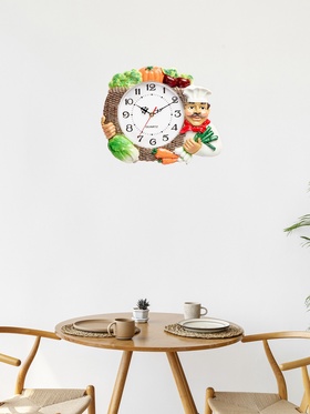 УЦЕНКА Часы настенные, для кухни «Овощи», плавный ход, d-17 см, 27×34 см