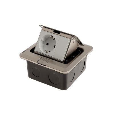 Розетка выдвижная, 16 А, одноместная, серебристая