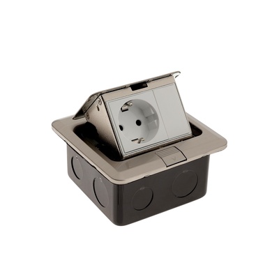 Розетка выдвижная, 16 А, одноместная, серебристая