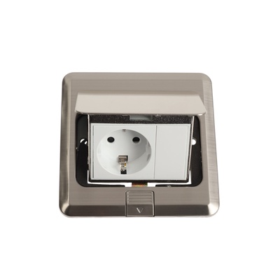 Розетка выдвижная, 16 А, одноместная, серебристая