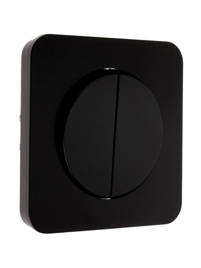 Выключатель проходной, серия Circular, 10 А, двухклавишный, скрытый монтаж, чёрный