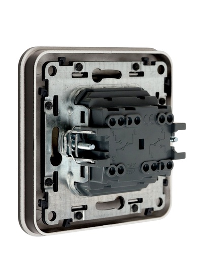 Выключатель проходной, серия Circular, 10 А, двухклавишный, скрытый монтаж, чёрный