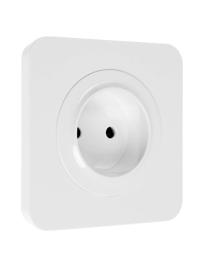 Розетка одноместная, серия Circular, 10 А, скрытый монтаж, без заземления, белая