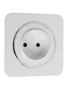 Розетка одноместная, серия Circular, 10 А, скрытый монтаж, без заземления, серебристая рамка, белая - Фото 2