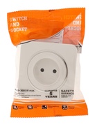 Розетка одноместная, серия Circular, 10 А, скрытый монтаж, без заземления, серебристая рамка, белая - Фото 6