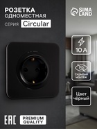 Розетка одноместная, серия Circular, 16 А, скрытый монтаж, с заземлением, чёрная - Фото 1