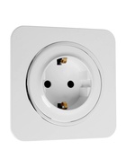 Розетка одноместная, серия Circular, 16 А, скрытый монтаж, с заземлением, серебристая рамка, белая - Фото 2