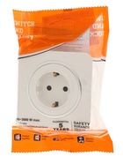 Розетка одноместная, серия Circular, 16 А, скрытый монтаж, с заземлением, серебристая рамка, белая - Фото 6