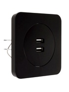 Розетка с 2 USB-A разъёмами, 2.1 А, 5 В, серия Circular, скрытый монтаж, чёрная - Фото 2