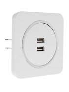 Розетка с 2 USB-A разъёмами, 2.1 А, 5 В, серия Circular, скрытый монтаж, серебристая рамка - Фото 2