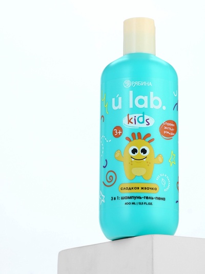 Детский шампунь-гель-пена 3в1 «Монстрики», 400 мл, аромат сладкая жвачка, ULAB