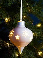 Ёлочный шар с подсветкой «Снежный», 10.7×8.5×8.5 см, 1 LED, керамика, от батареек LR44×3, керамика, свечение тёплое белое - Фото 4