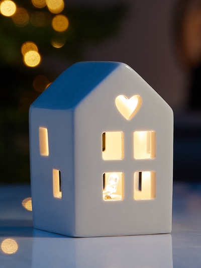 Светодиодная фигура «Дом белый», 8×4.8×5.5 см, 1 LED, керамика, от батареек LR44×3 шт., тёплый белый свет