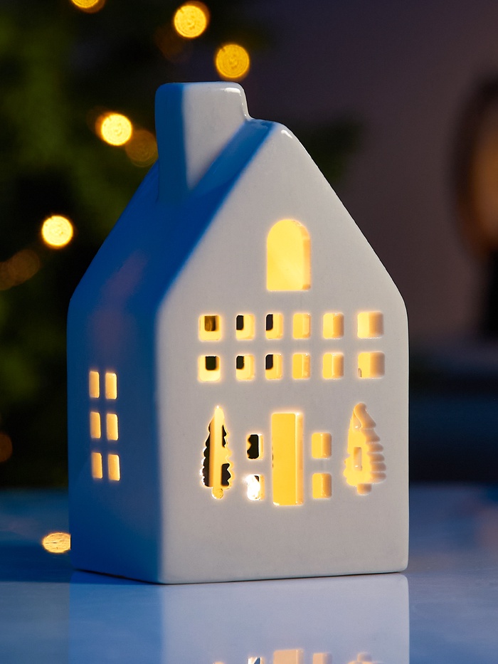 Светодиодная фигура «Дом Ёлочки», 12.6×5.5×7.5 см, 1 LED, на батарейках LR44×3 шт., тёплый белый свет - Фото 1