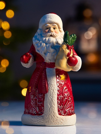 Светодиодная фигура «Дед Мороз», 13.2×7.1×6 см, 1 LED, керамика, от батарейки CR2032×1, тёплый белый свет