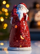 Светодиодная фигура «Дед Мороз», 13.8×6.8×7.5 см, 1 LED, керамика, от батареек LR44×3, тёплый белый свет - Фото 1