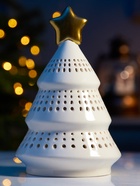 Светодиодная фигура «Ёлка с золотой звездой», 17.5×11×11 см, 1 LED, керамика, от батареек LR44×3, тёплый белый свет - Фото 2
