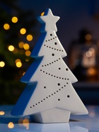 Светодиодная фигура «Белая Ёлка», 17.3×11.3×4.5 см, 1 LED, керамика, от батареек LR44×3, тёплый белый свет - Фото 2