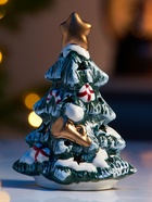 Светодиодная фигура «Зелёная Ёлка», 9.8×5.5×6.5 см, 1 LED, керамика, от батареек LR44×3, тёплый белый свет - Фото 2