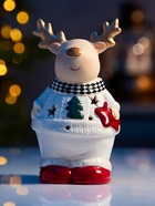 Светодиодная фигура «Олененок в свитере», 13.8×6×7 см, 1 LED, керамика, от батареек LR44×3, тёплый белый свет - Фото 2