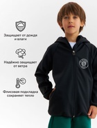 Ветровка с капюшоном детская MINAKU: SPACE, чёрная, рост 134 см - фото 35027890