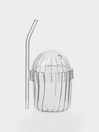 Стакан Magistro «Полоска», 450 мл, 9.8×19 см, с трубочкой, стекло, прозрачный 10795908