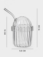 Стакан Magistro «Полоска», 450 мл, 9.8×19 см, с трубочкой, стекло, прозрачный 10795908
