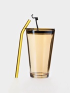 Стакан Доляна «Хеппи», 500 мл, 9×18.5 см, с крышкой и трубочкой, стекло, жёлтый - Фото 3