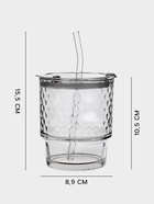 Стакан «Сота», 350 мл, 8.9×15.5 см, с крышкой и трубочкой, стекло, прозрачный - Фото 3