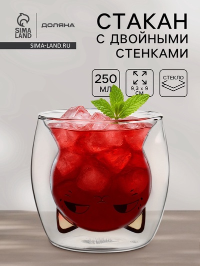 Стакан с двойными стенкам Доляна «Феликс», 250 мл, 9.3×9 см, стекло, прозрачный