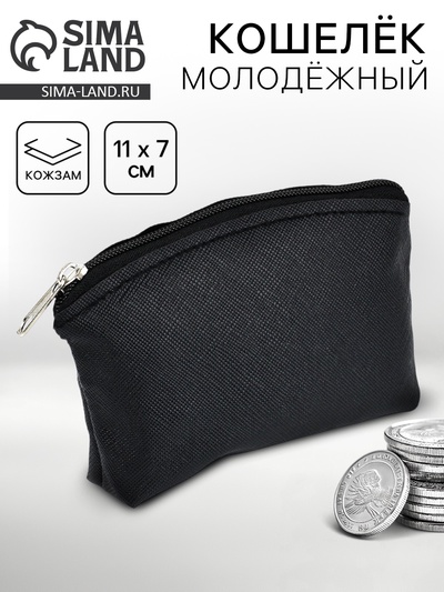 Кошелёк молодёжный, чёрный, 11×7 см