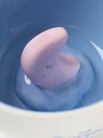 Кружка Доляна «Луна», 475 мл, керамика, белая, голубая