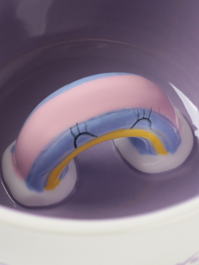 Кружка Доляна «Радуга», 475 мл, керамика, белая/сиреневая