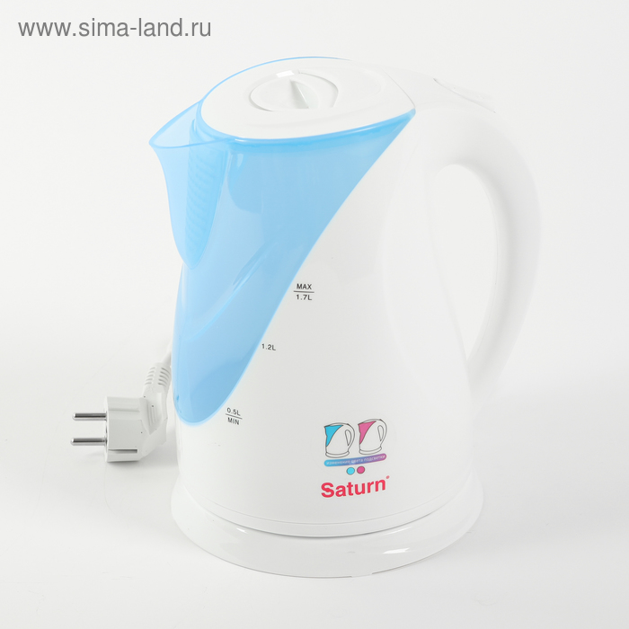 Чайник электрический Saturn ST-EK8014, 1.7 л, 2200 Вт, бело-голубой - Фото 1